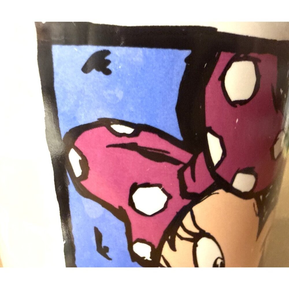 Disney Minnie Mouse Ceramic Coffee Mug Tea White Large Blue Pink Polka Dots Bow - Picture 9 of 9